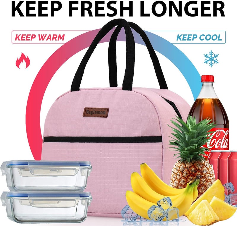 Baglemon Insulated Lunch Bag for Women Men, Lunch Containers Reusable High Capacity Lunch Tote Bags for Work Picnic - Image 4